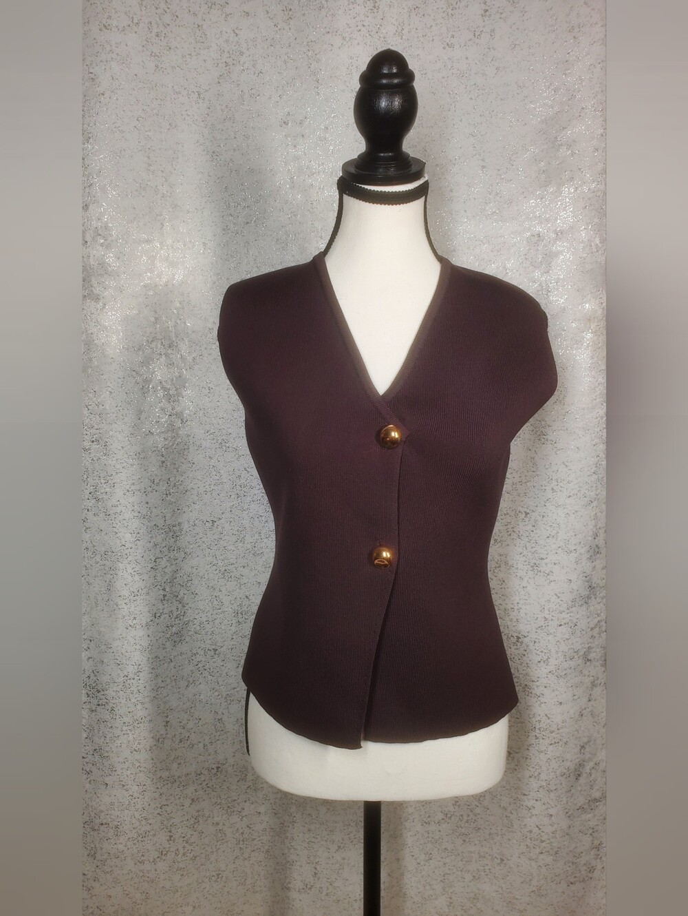 Zara NWT Basic Knit Gold Button Top Browm Size M - Picture 7 of 16